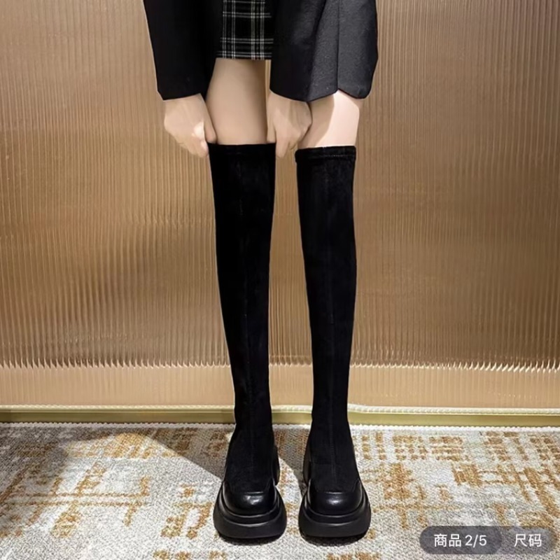 Block Heel Ankle Boots - Damskie kozaki za kolano na platformie