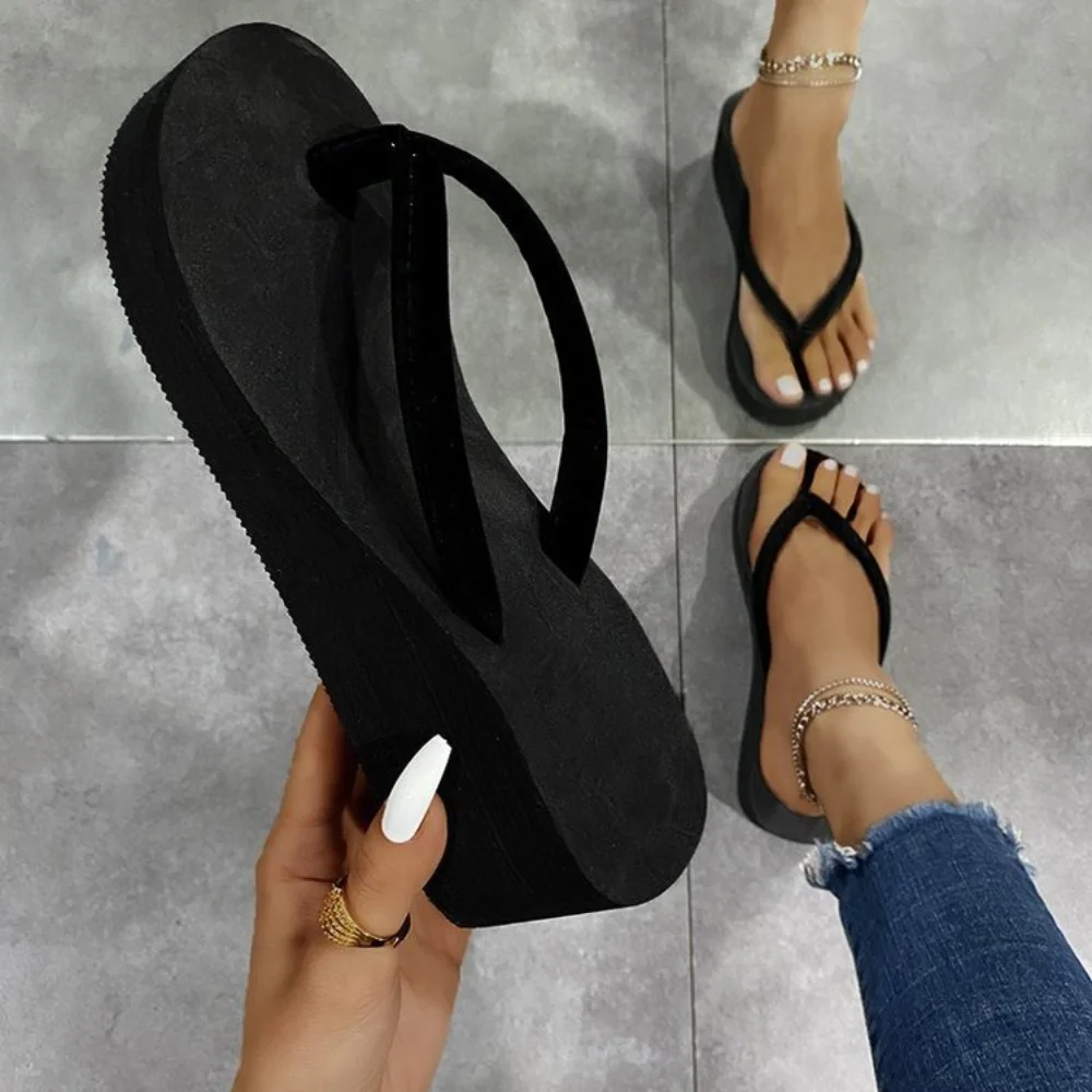 Women Shoes Wedges - Klapki Letnie Damskie Koturny Sandały Japonki