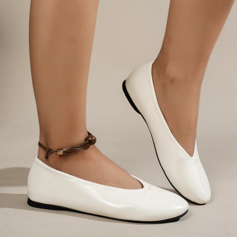 Women Shoes Wedges - Wygodne damskie baleriny z okrągłym noskiem,
