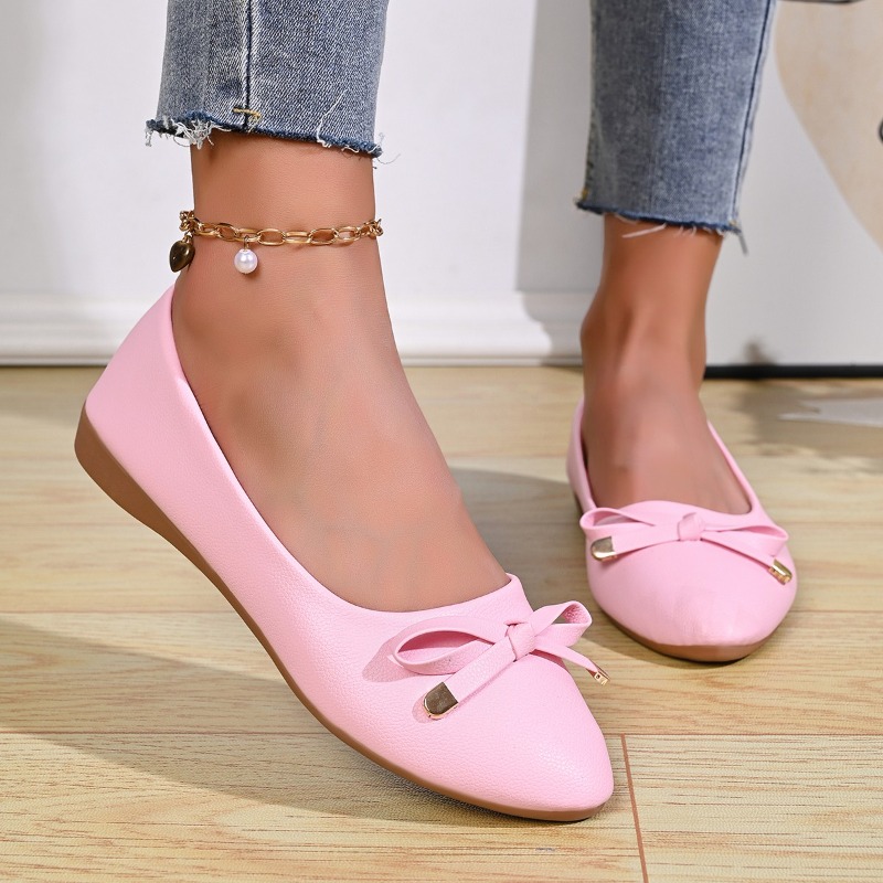 Women Shoes Wedges - Płytkie skórzane buty damskie z miękką
