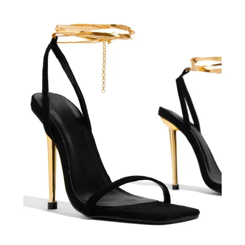 Women'S Shoes Quality - Seksowne damskie złote sandały na wysokim