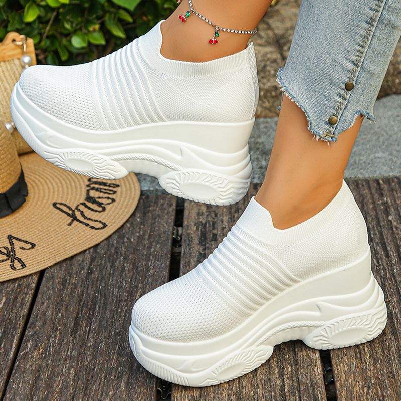 Damskie dzianinowe białe sneak – Platform Sneakers Chunky recenzja i cena