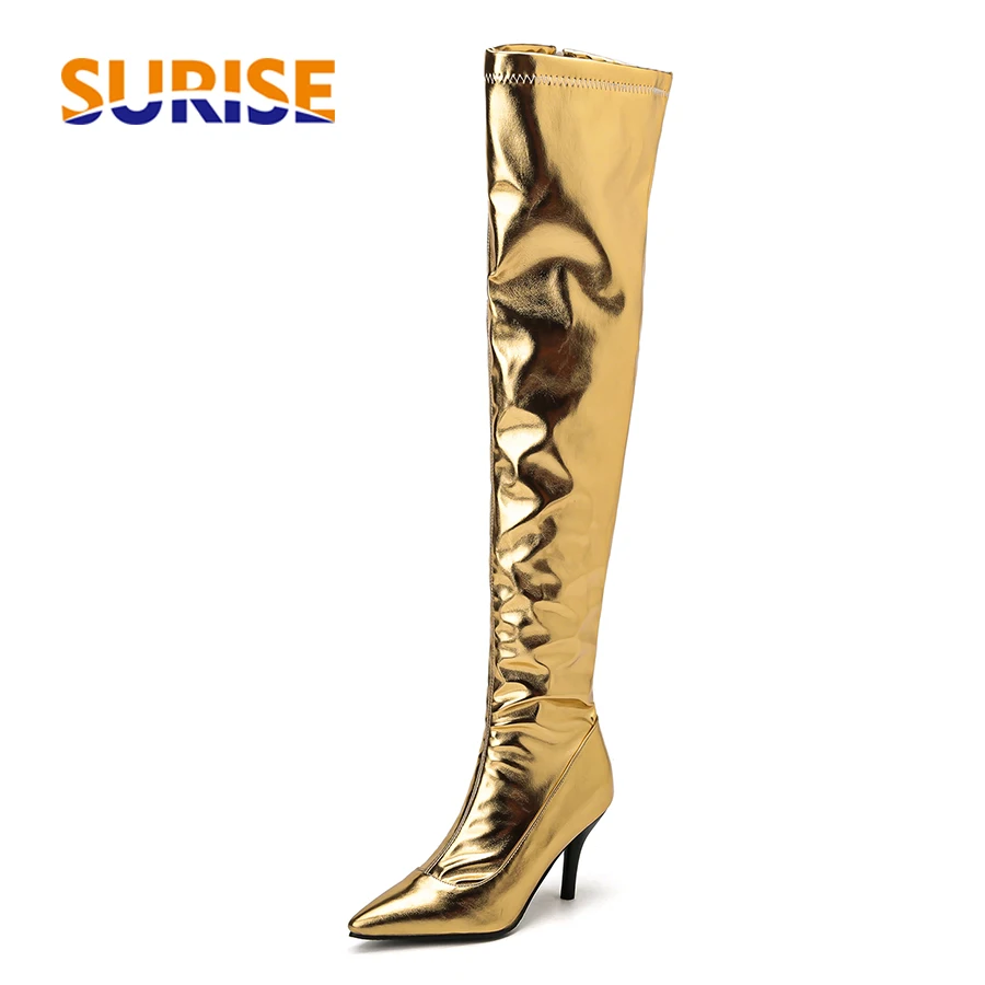 Damskie buty za udo Silver Gol – Block Heel Ankle Boots recenzja i cena