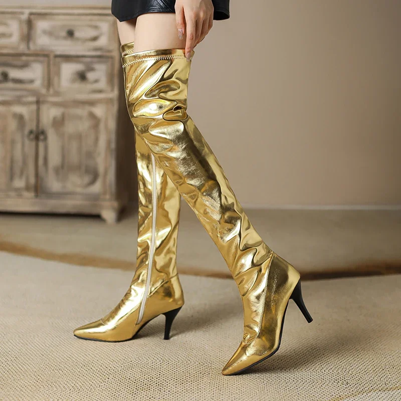 Damskie buty za udo Silver Gol – Block Heel Ankle Boots recenzja i cena